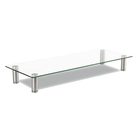 Innovera Adjustable Tempered Glass Monitor Riser, 22.5x8.25x3.5, Clear/Silver IVR55025
